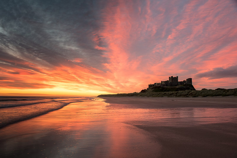 Northumberland Photography Course Sunset at Bamburgh