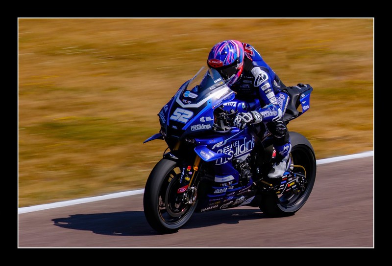 Motorcycle panning photograph showing speed at Thruxton Circuit
